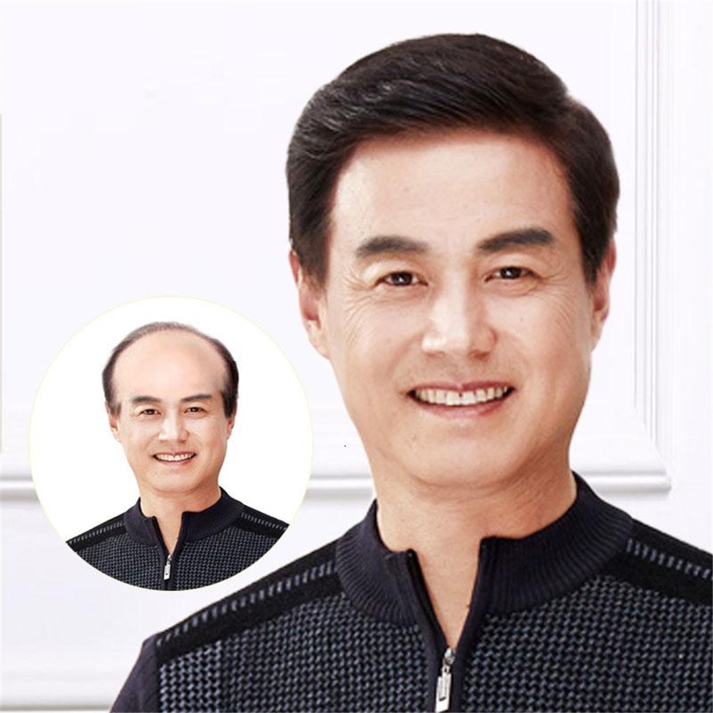 Middle-aged Man Wig 100% Real Hair Man Wig Handsome..